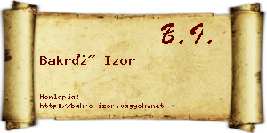 Bakró Izor névjegykártya